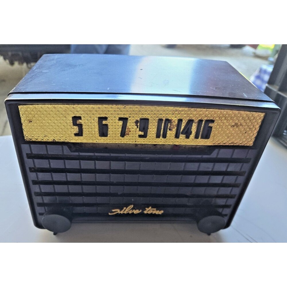 1953 Vintage Bakelite Brown silvertone AM Radio WORKS # 2003 RARE